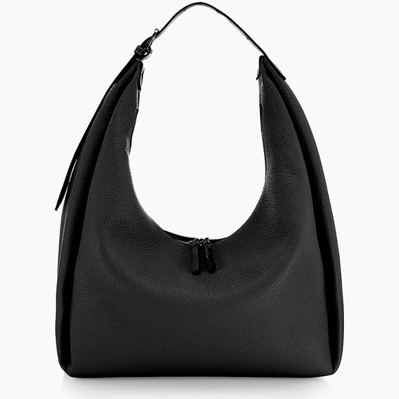 Toteme Handbags - TOTEME Women's Belt Hobo Bag In Black Pebble Grain Leather